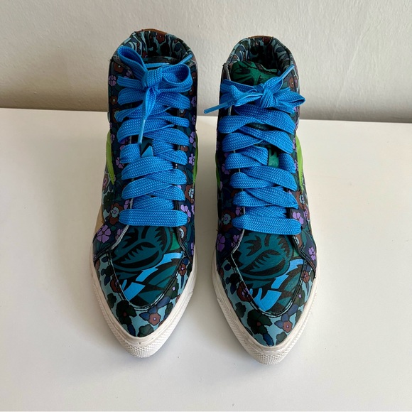 Coach Pointed Toe Floral Hightop Sneakers Size 7 - Picture 5 of 13